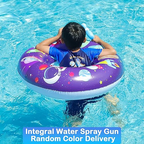 Miniatura 4 de FindUWill Flotadores de piscina con pistolas de agua para niños, tubos inflables de natación para piscina con pelota de playa, flotadores de piscina