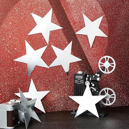 Miniatura 3 de 80 piezas de recortes de estrellas de papel con doble impresión, decoración de estrellas con purpurina de confeti, estrellas de cartón para tablón
