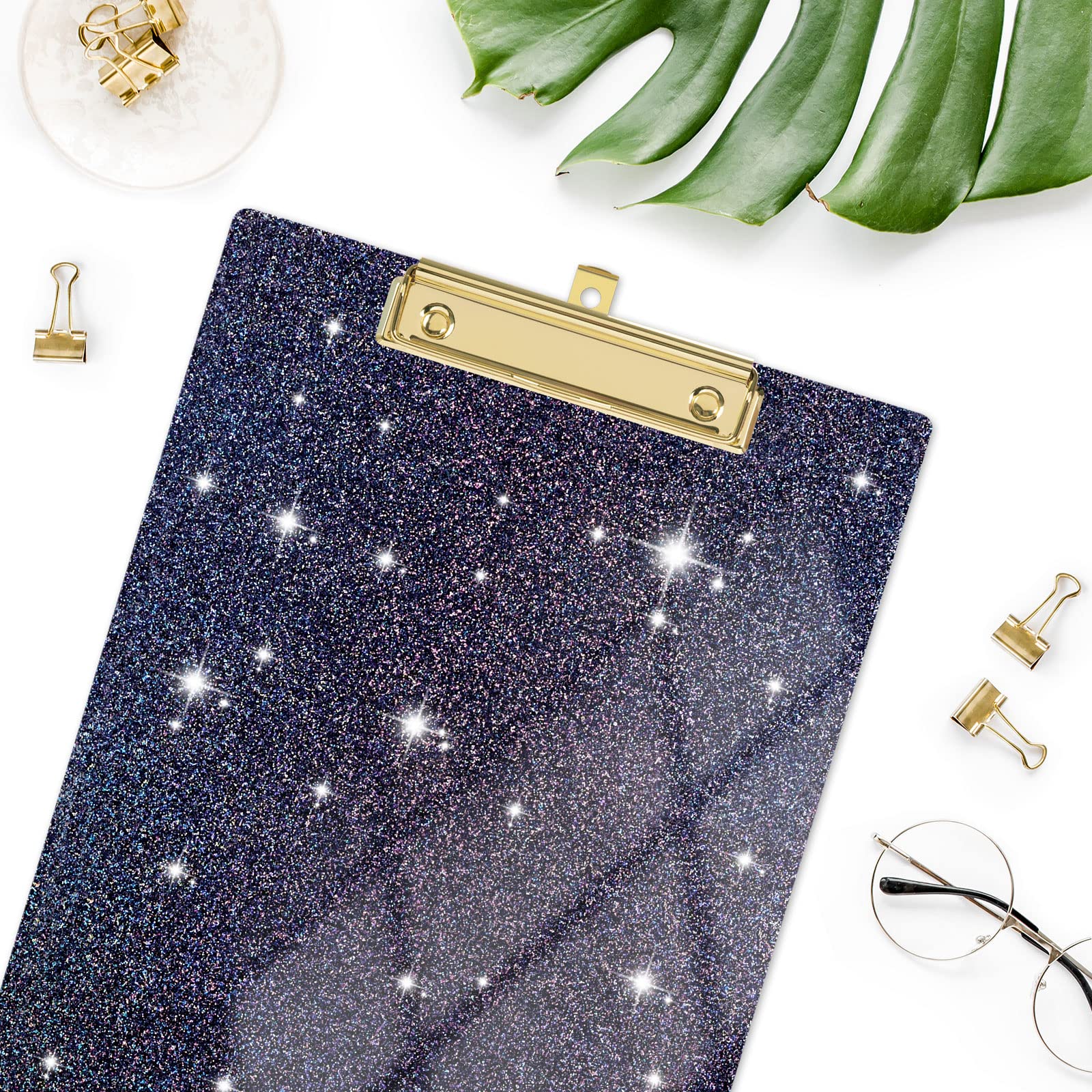 Rimilak Acrylic Glitter Clipboards, Sparkly Board With Low Profile Gold Clip, Designed For Classroom School And Office Use, A4 Letter Size 9 X 12.5