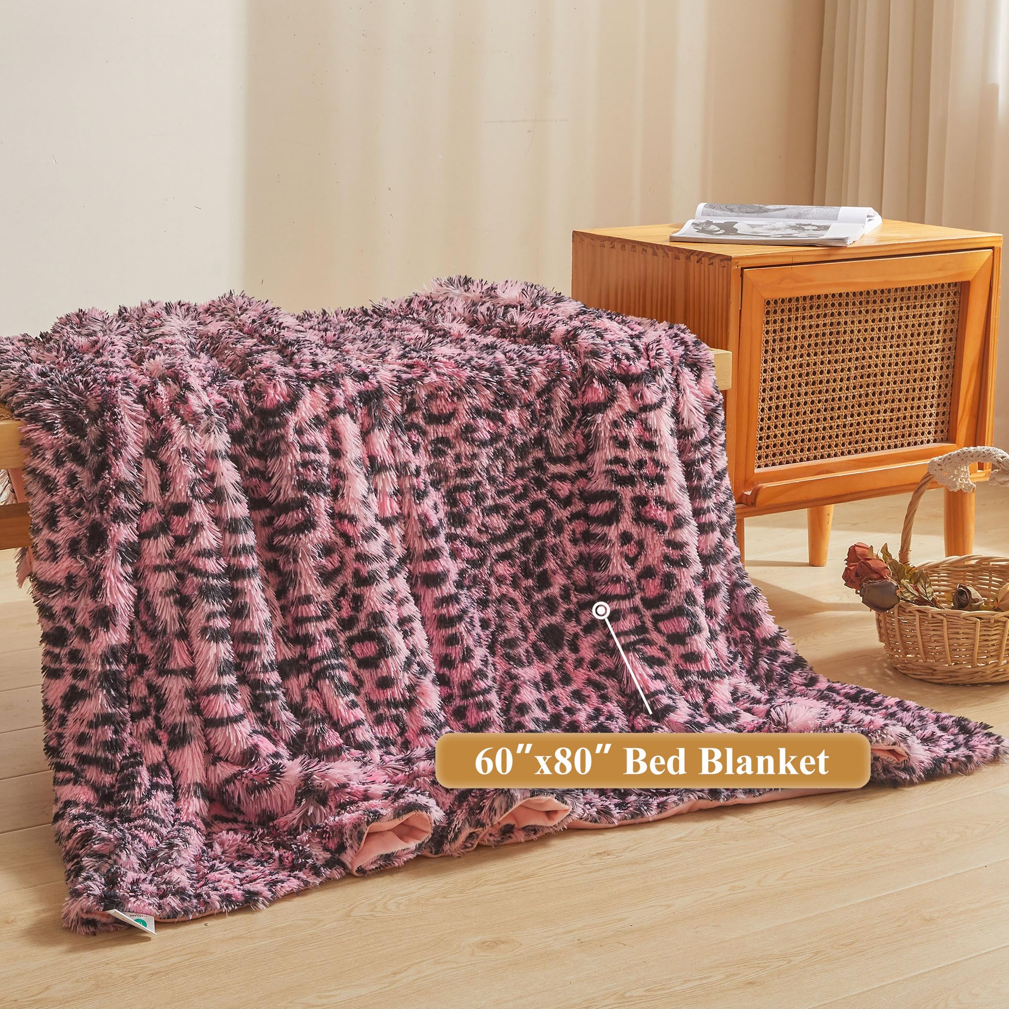 Amazon.com: XeGe Luxury Faux Fur Leopard Print Blanket, Soft