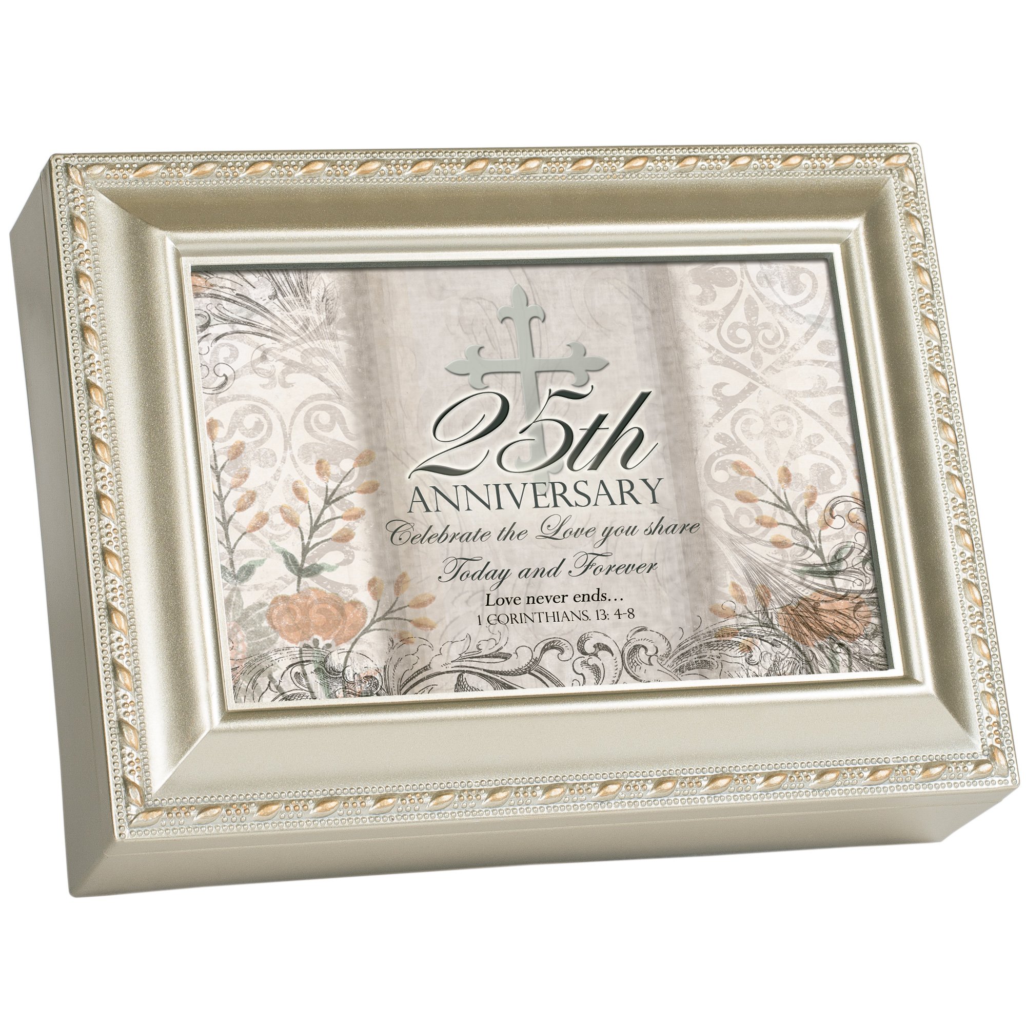 Cottage Garden 25. Jahrestag Champagner Silber Musik Box/Jewelry Box Amazing Grace