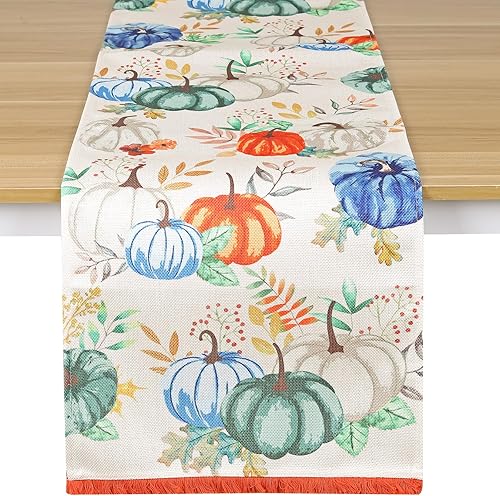 Camino de mesa de otoño, 13 x 72 pulgadas, cosecha estacional, vintage, Acción de Gracias, cocina, comedor, decoración para interiores y fiestas