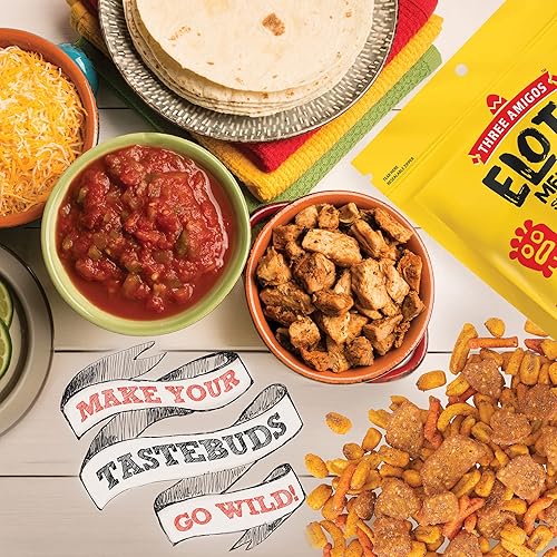 Miniatura 6 de Three Amigos - Mezcla de bocadillos de maíz mexicano Elote (paquete de 6 - bolsa de aperitivos de 7 onzas) - Deliciosamente crujientes, picantes,