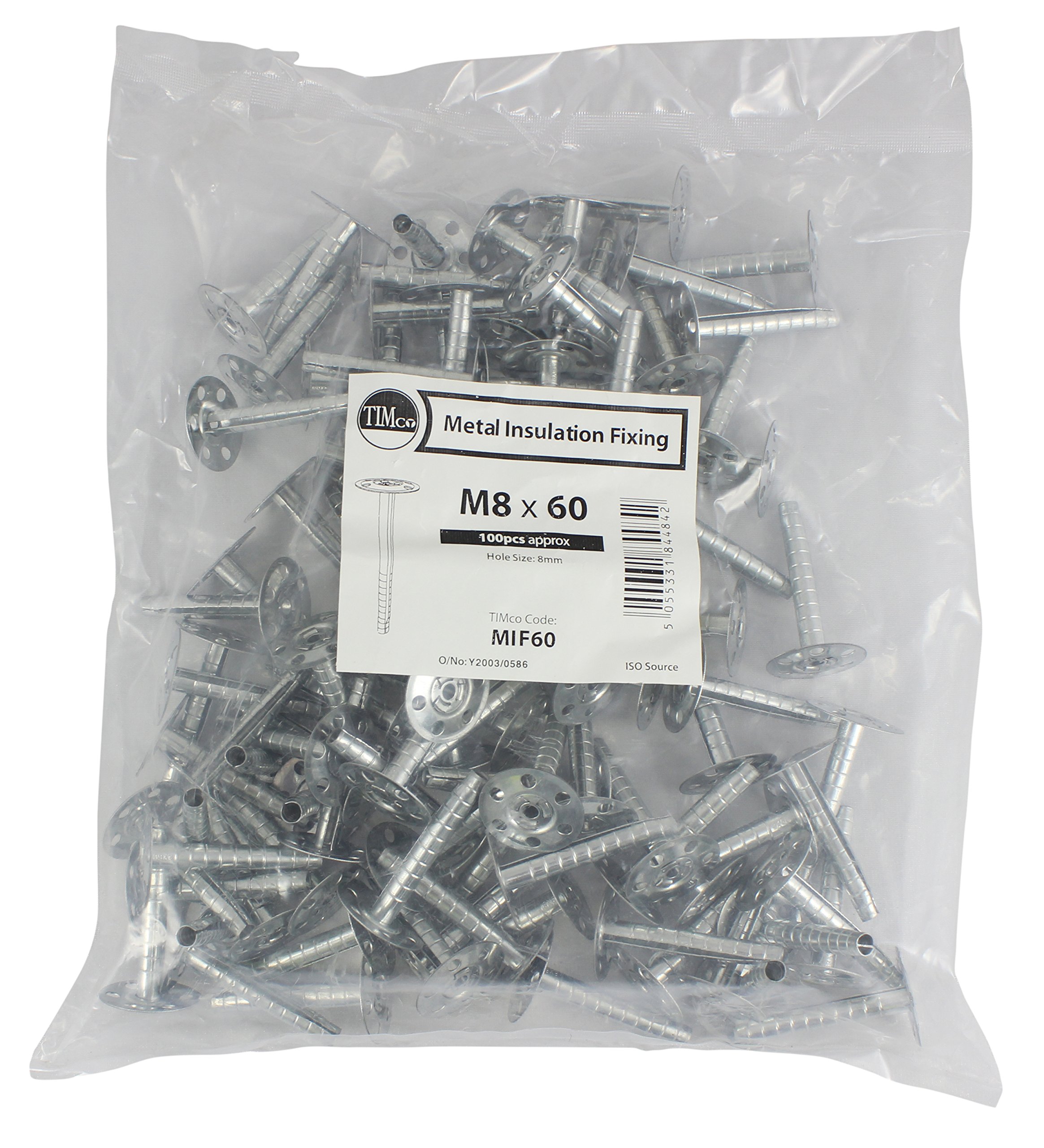 TIMco MIF110 BZP Metal Insulation Fixing Screw M8 x 110 - Zinc (Bag of 100),Silver - Image 2