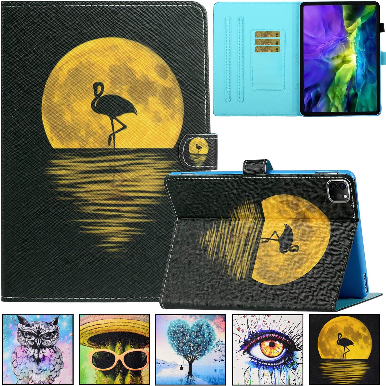 Artyond Case for iPad Pro 11 inch, Multiple Angles Viewing Stand Card Slots Cover with Auto Sleep/Wake Protective Case for iPad Pro 11 Inch 2021/2020/2018 (3rd/2nd/1st Generation), Moon