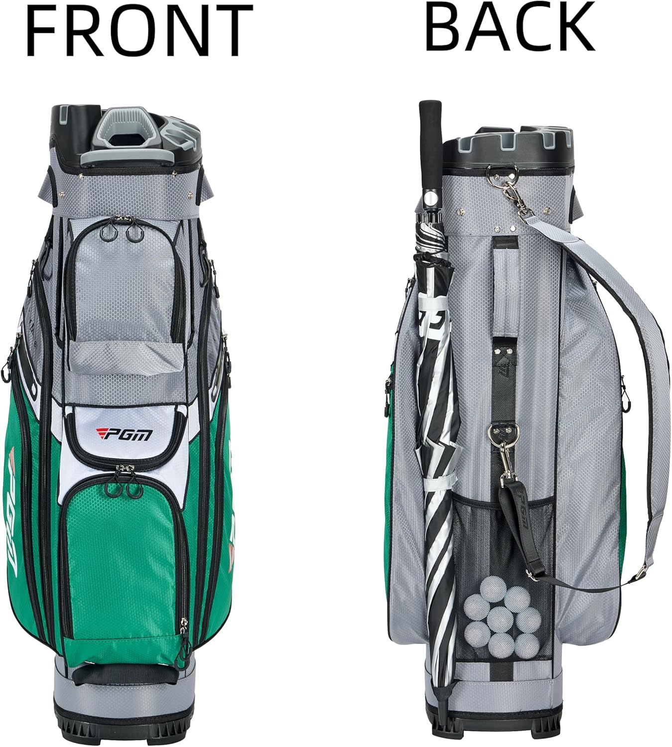 PGM Golf Cart Bag with 14 Way Organizer Divider Top, Premium Cart Bag with Handles and Rain Cover for Men