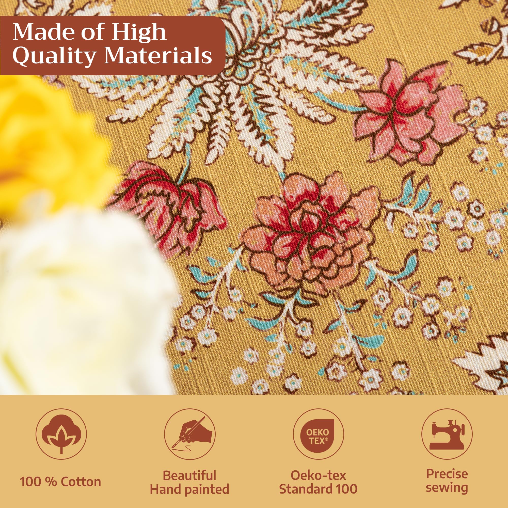 Maison d' Hermine Table Cloth Rectangle Table 100% Cotton 60 x 90 Inches Tablecloth Reusable Decorative for Dining Kitchen Room Farmhouse Home Gifts for Mothers Day Spring Summer - Marquise - 3