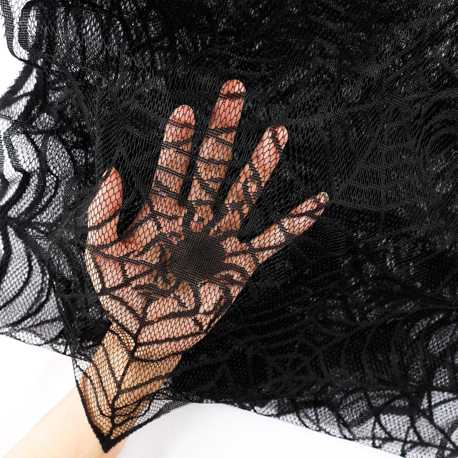Runner Da Tavolo Di Halloween Con Ragnatela In Pizzo - 45x180 Cm, Decorazione Autunnale Per Interni Ed Esterni, Colore Nero