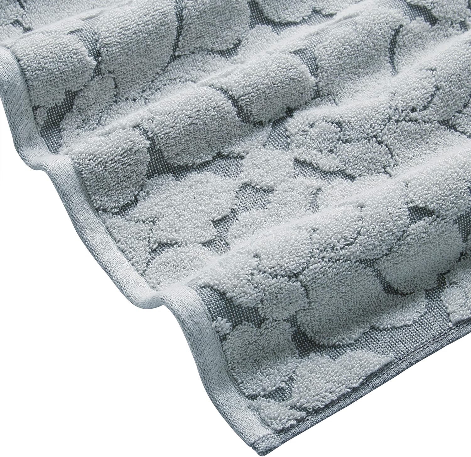 Amazon Brand – Stone & Beam Flora Jacquard Cotton Bath Towel Set, Set of 3, Regatta Blue
