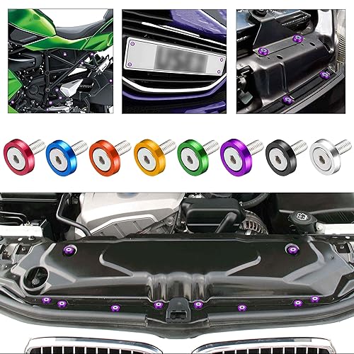 Miniatura 5 de TOMALL Juego de 20 tornillos de aluminio para guardabarros, arandela de parachoques de motor, accesorios de tornillos de perno M6 (morado)