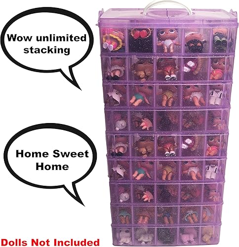 Miniatura 5 de HOME4 - Recipiente organizador caja portátil de muestra apilable de 60 compartimentos ajustables y 6 capas sin bisfenol A, compatible con juguetes