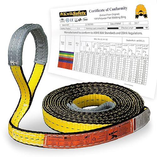 KwikSafety Eslingas tejidas Tamaños de 1 y 2 pulgadas Correa de doble ojal Para descargar, levantar, izar, trasladar