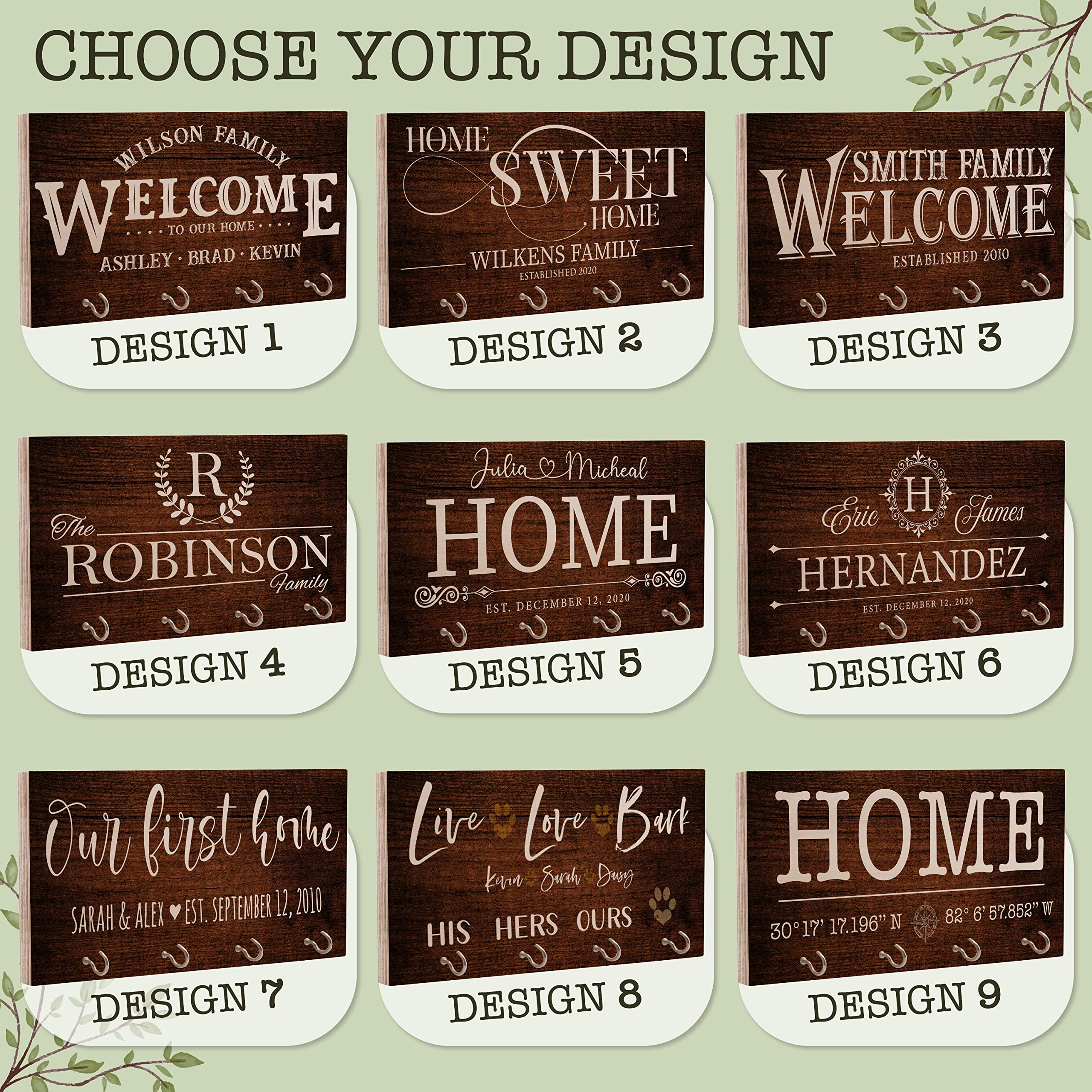 Zexpa Apparel Personalized Wood Key Hook for Couple Mr Mrs Customized Wooden Wall Key Rack, Custom Wedding Date