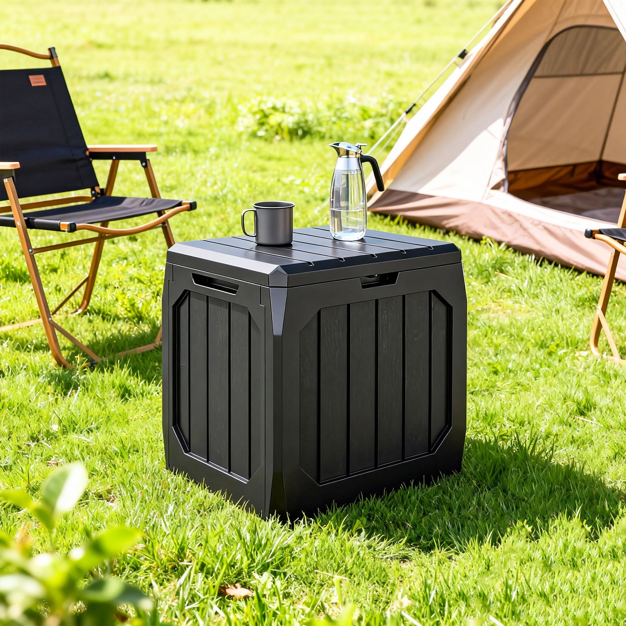 Outsunny Baule da Giardino 121L Plastica Impermeabile Bloccabile 56x45x53 cm Nero