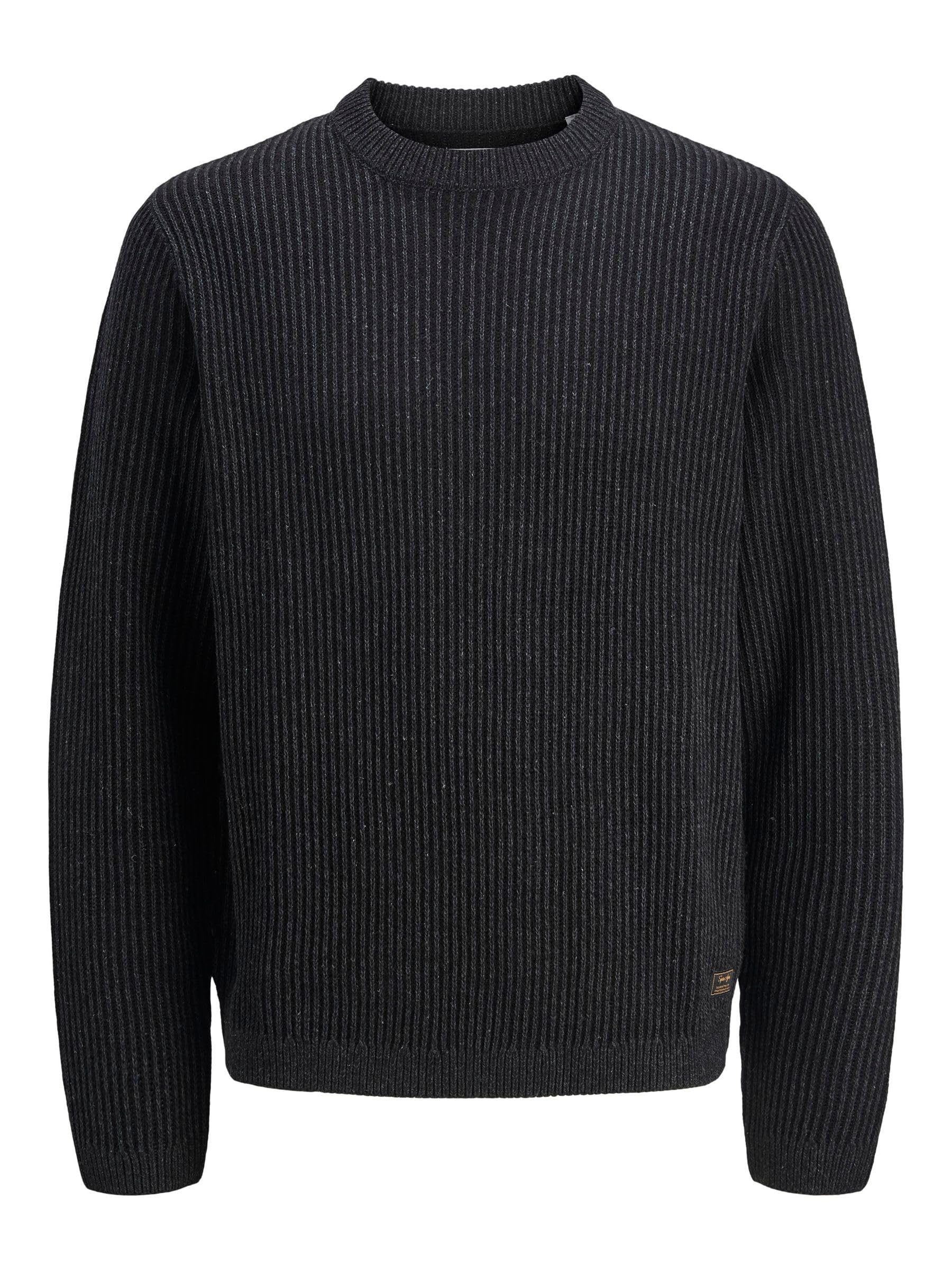 JACK & JONES Jjedover Knit Crew Neck Sn, Black, M