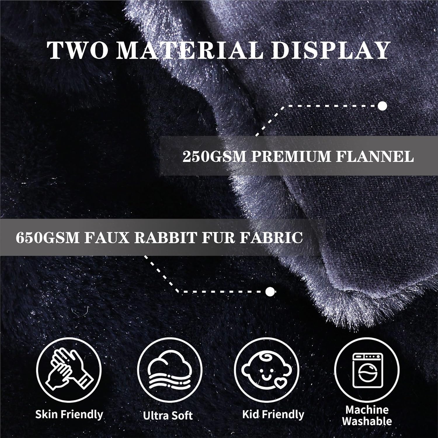 Faux Rabbit Fur Bubble Blanket Black Fleece Fuzzy Soft Fluffy Thick Cute Twin Blanket for Sofa Bed Couch Living Room Gift, 60 * 80 Inches 900GSM - Image 5