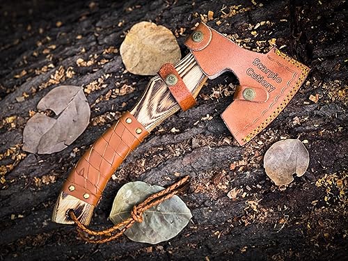 Miniatura 6 de Hacha vikinga de acero al carbono hecha a mano de 13 pulgadas, hacha vikinga nórdica, hacha de lanzamiento, el mejor regalo para él, mango envuelto