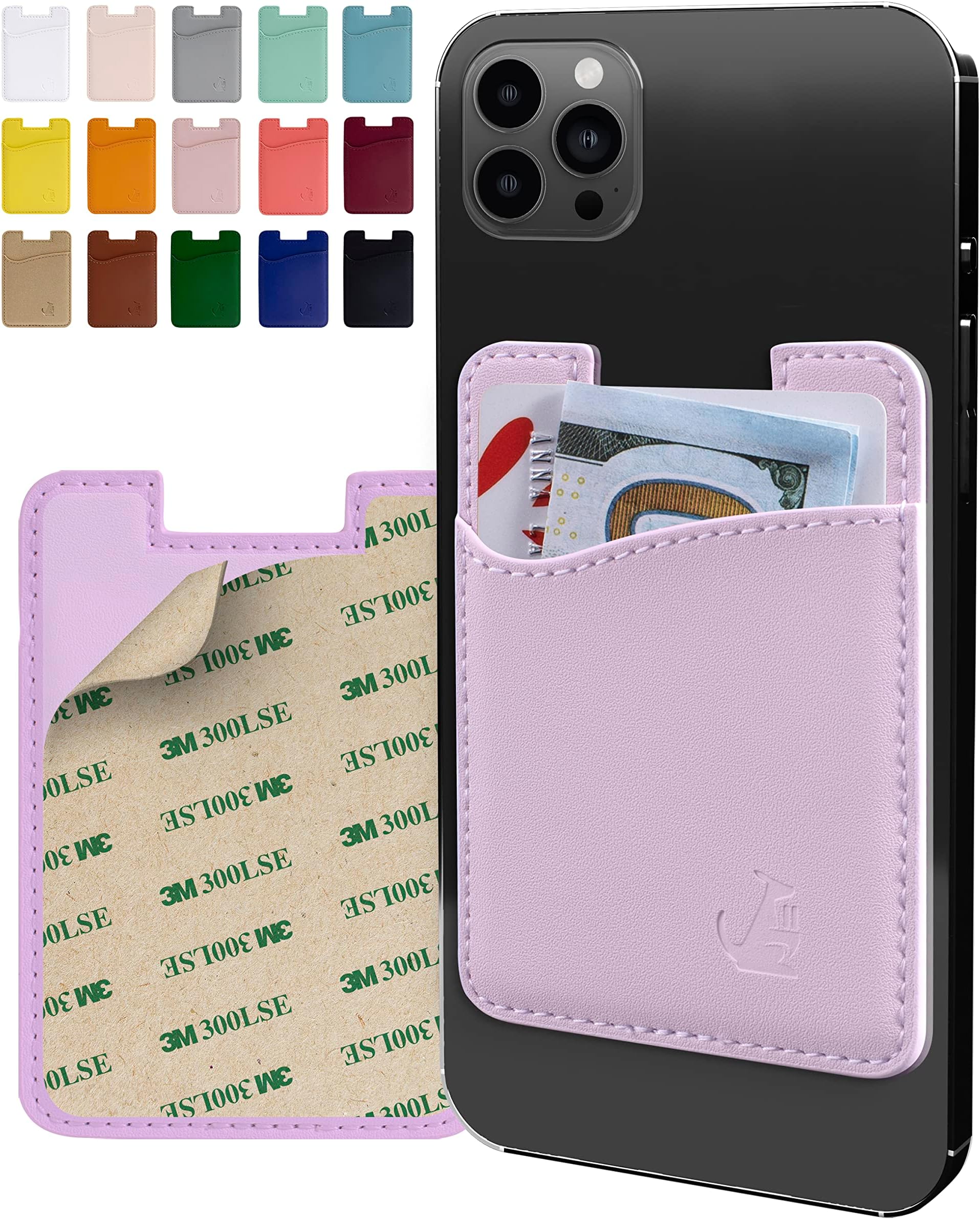 Sponsored Ad - Wallaroo Premium Leather Cell Phone Wallet Stick On - Android and iPhone Wallet and Card Holder for Women and Men - Durable with Non-Slip Lining Secures Up to 3 Cards