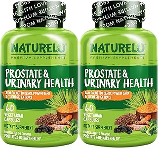NATURELO Prostate & Urinary Health, Comprehensive Formula with Saw Palmetto, Pygeum, Tumeric, Plant Sterols, Broccoli and Lycopene, 60 Vegetarian Capsules (Pack of 2)