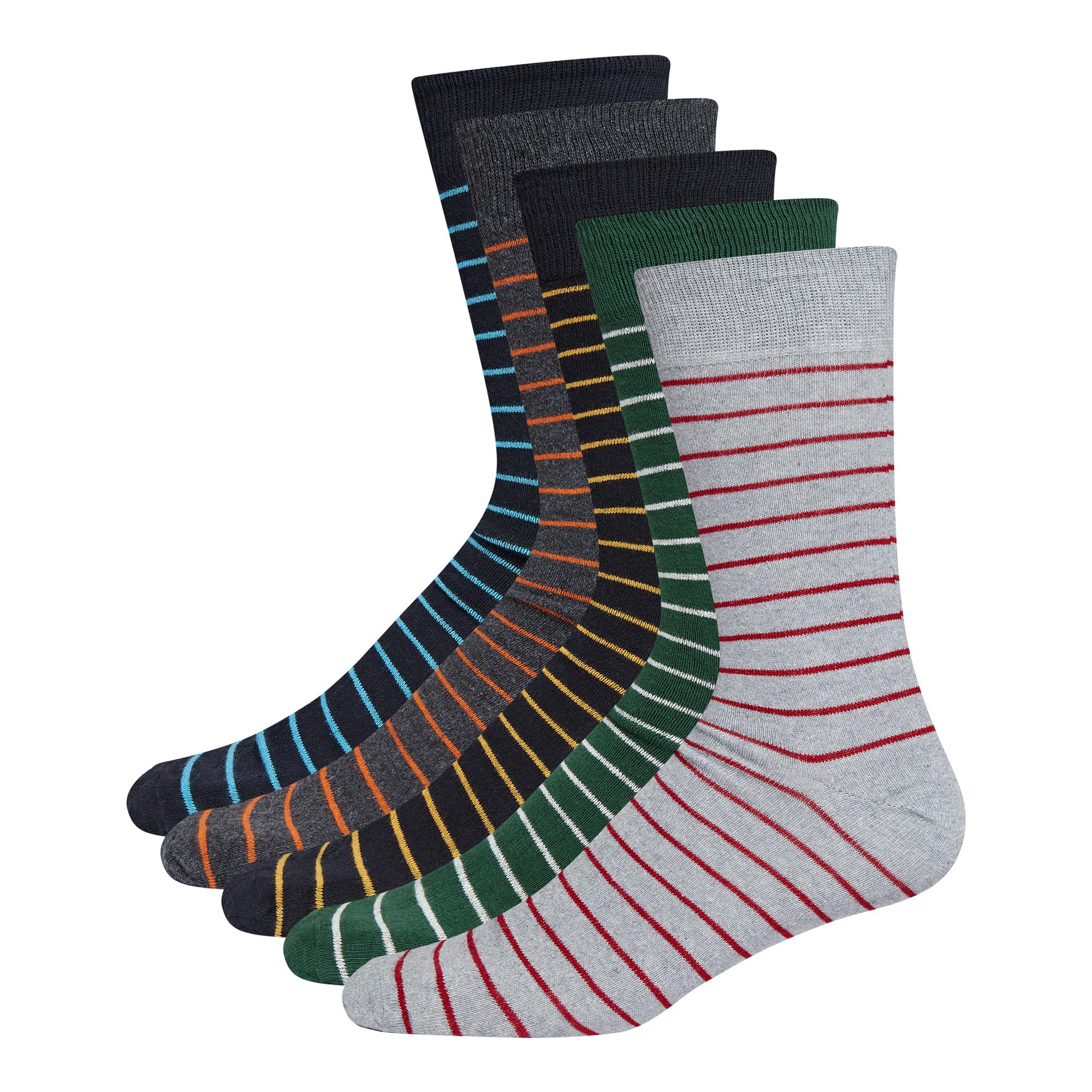 DKNY Mens In Blue/Grey/Geen Stripes, Multipack Of 5 Regenrated Washed Cotton Fabric - Pack 3 Ben Sherman Trew Socks