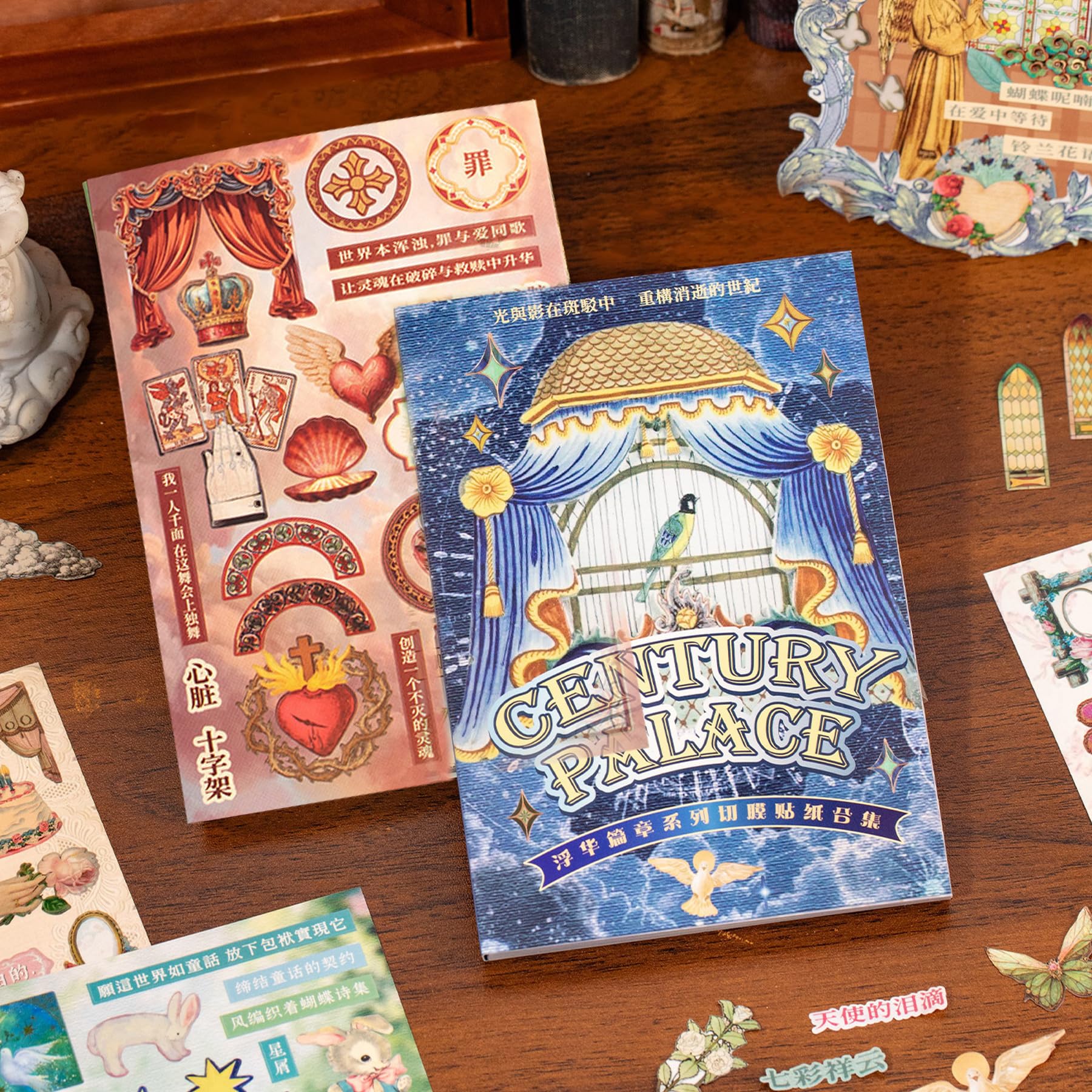 Scrapbooking fournitures autocollants esthétiques vintage avec 30 feuilles de stickers découpés