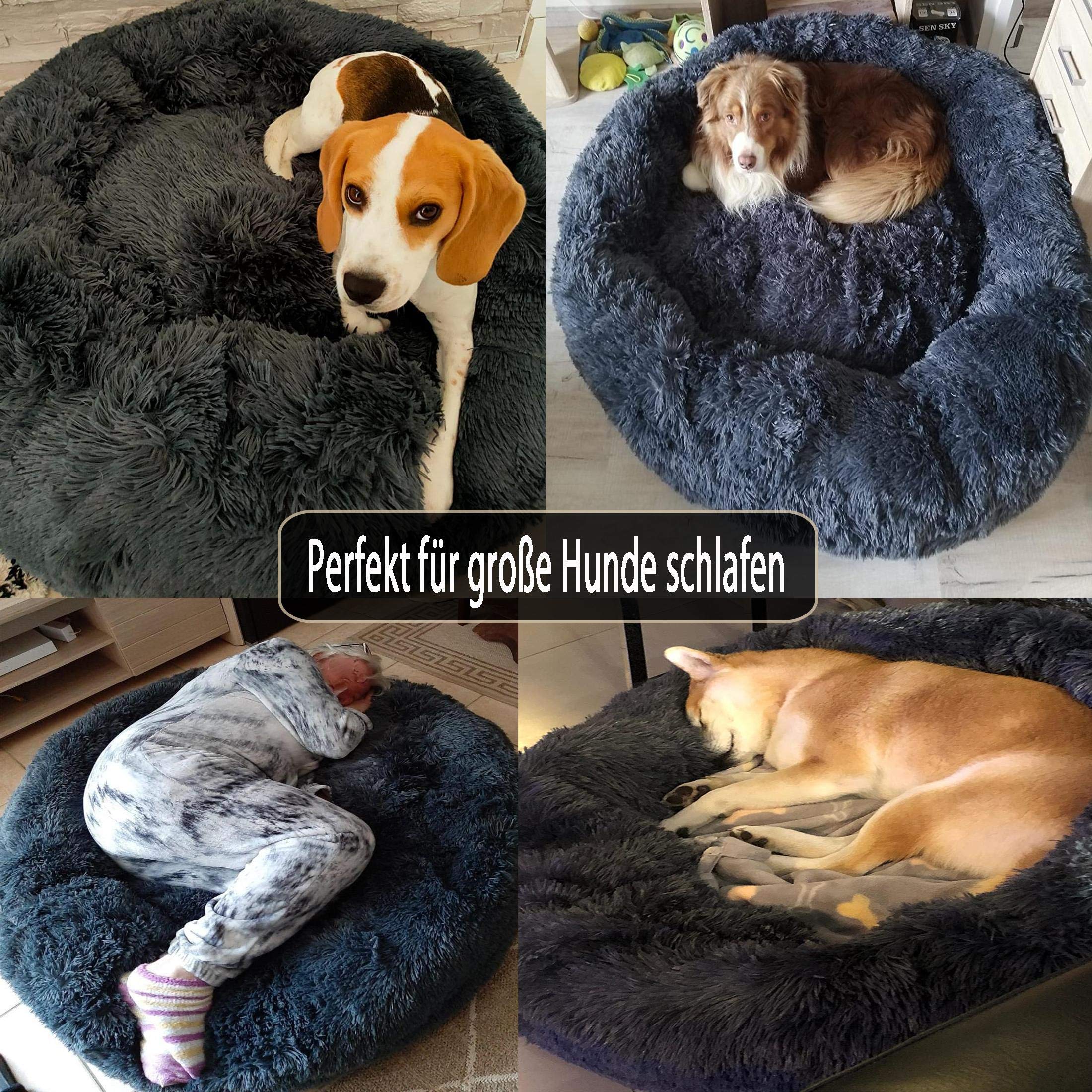 LINRUI XXL Hundebett Orthopädisch – Rundes Donut-Bett Für Große Hunde, Waschbar, Kuschelig