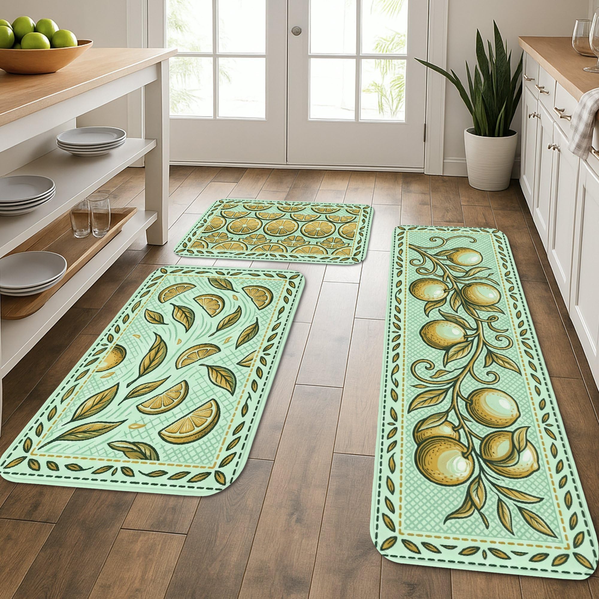 Tapis doux et confortable lavable à motif agrumes vintage