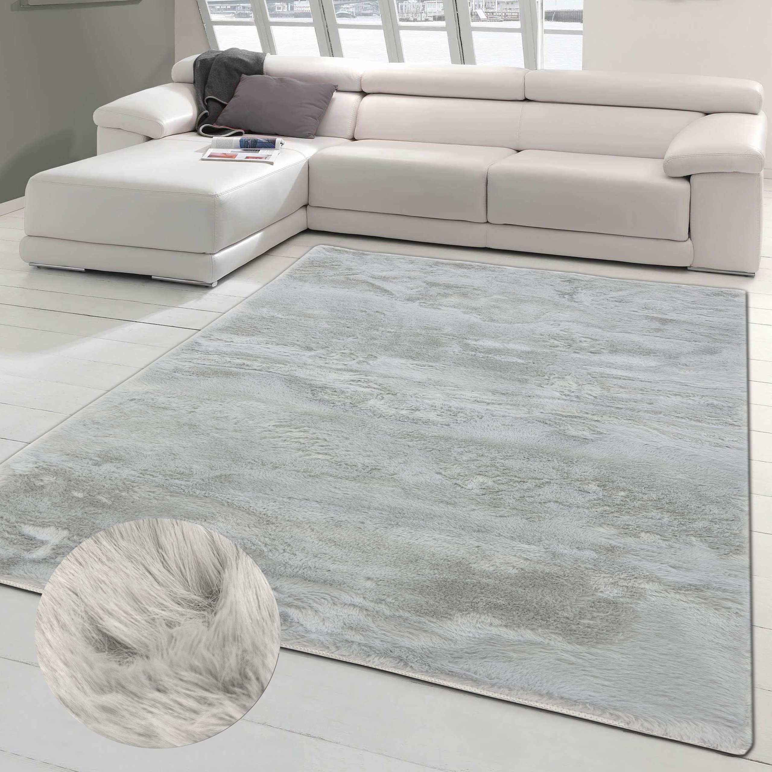 Teppich-Traum Alfombra Pelo Corto Salón y Comedor | Lavable y de fácil Cuidado | Gris Claro, 140x200 cm