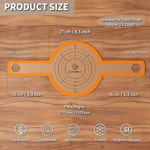 Miniatura 2 de GUY DREAM 2 alfombrillas de silicona para horno holandés cuerda de pan alfombrilla de hornear reutilizable antiadherente de 83 pulgadas forro de