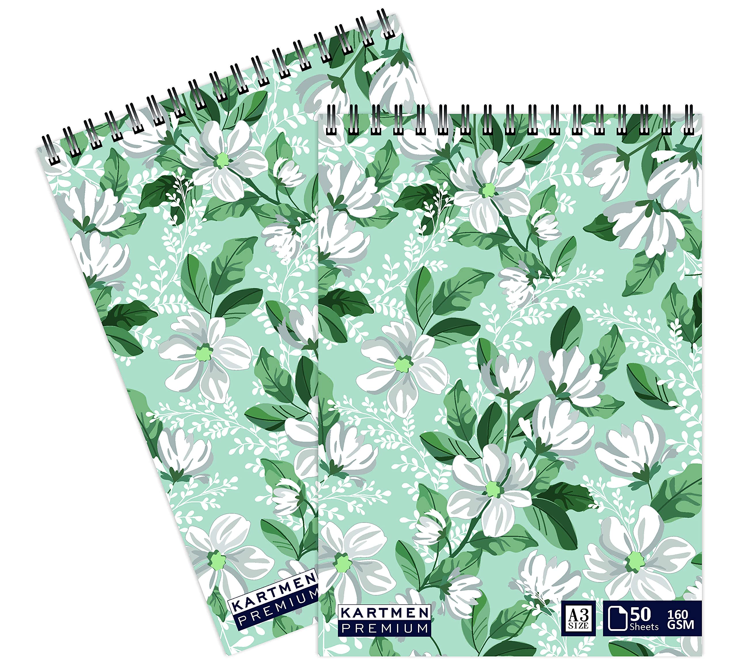KARTMEN Green Grey (50 Sheets, 100 Pages) A3 Sketchbook | Top Spiral-Bound Sketchpad for Artists | Professional Grade Drawing and Sketchbook - Pack of 2 (B097ZPYXQT) Amazon Price History, Amazon Price Tracker