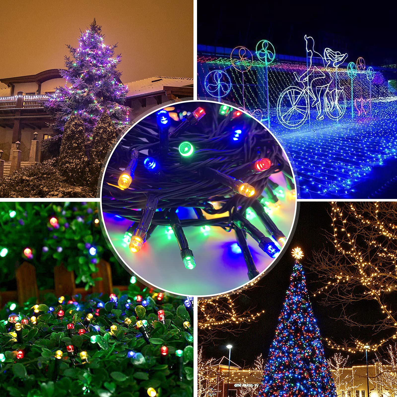 Luci Di Natale Da Esterno A Batteria 2 Pezzi 10m Con 100 LED Colorati - Timer E 8 Modalità, IP44 Impermeabili - 5