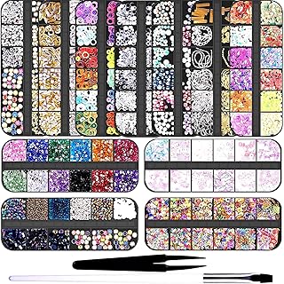 Bozony Conjunto de glitter para unhas, pedras preciosas com strass, decorações com strass, pinças e canetas para unhas para arte de unhas faça você mesmo 11 caixas com lantejoulas e glitter para unhas