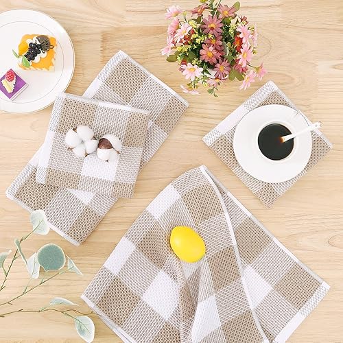 Miniatura 6 de Homaxy Trapos de cocina a cuadros de 100% algodón, 12 x 12 pulgadas, paños de cocina súper suaves y absorbentes, de secado rápido, paquete de 12,