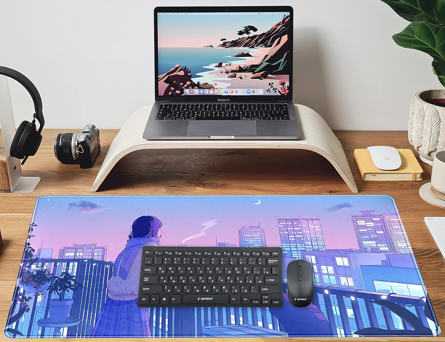 Purple Anime Kawaii Desk Mat Mousepad Cute Cat XXL Large Gaming Japanese Girly Aesthetic Mouse Pad Tokyo Street Desk Mat 31.5x15.75 in, Girl Gamer Desktop Mat Computer Laptop Keyboard Mouse Mat - Image 6