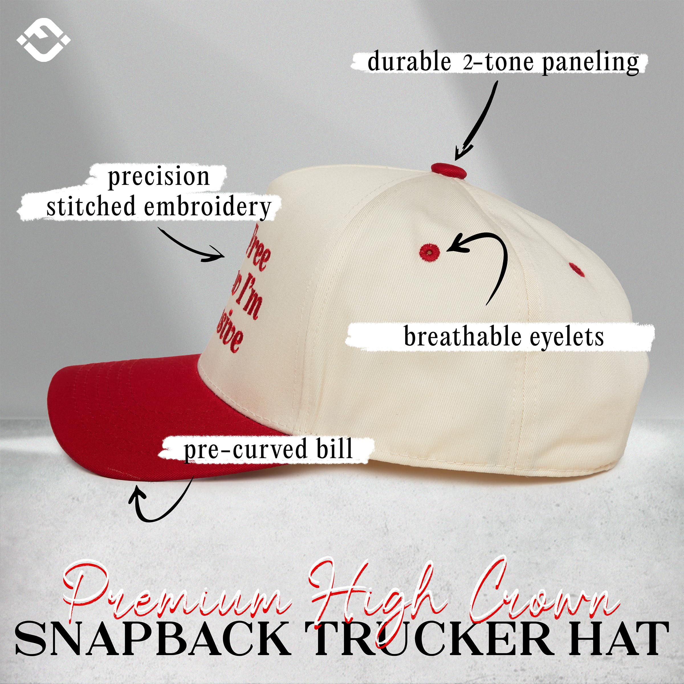 Funky Junque Zweifarbige Vintage-Snapback-Hüte aus Segeltuch, für Herren und Damen, trendig, bestickt, Trucker-Baseballkappe, lustig, verstellbar