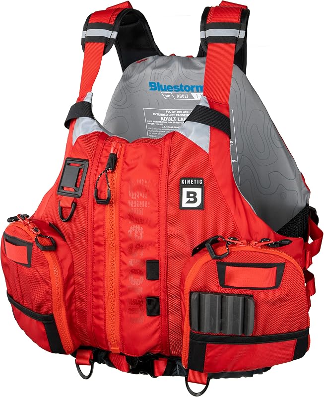 Kinetic Fishing Life Jacket (PFD) | Fully Adjustable | Slim Back | Large Pockets | US Coast Guard Approved | for Kayaking, Fishing and More