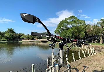 New Scratch Resistant Glass Lens,Handlebar Bike Mirror, Rotatable Safe Rearview Mirror, Bicycle Mirror, (Silver Right Side) ME-006RS