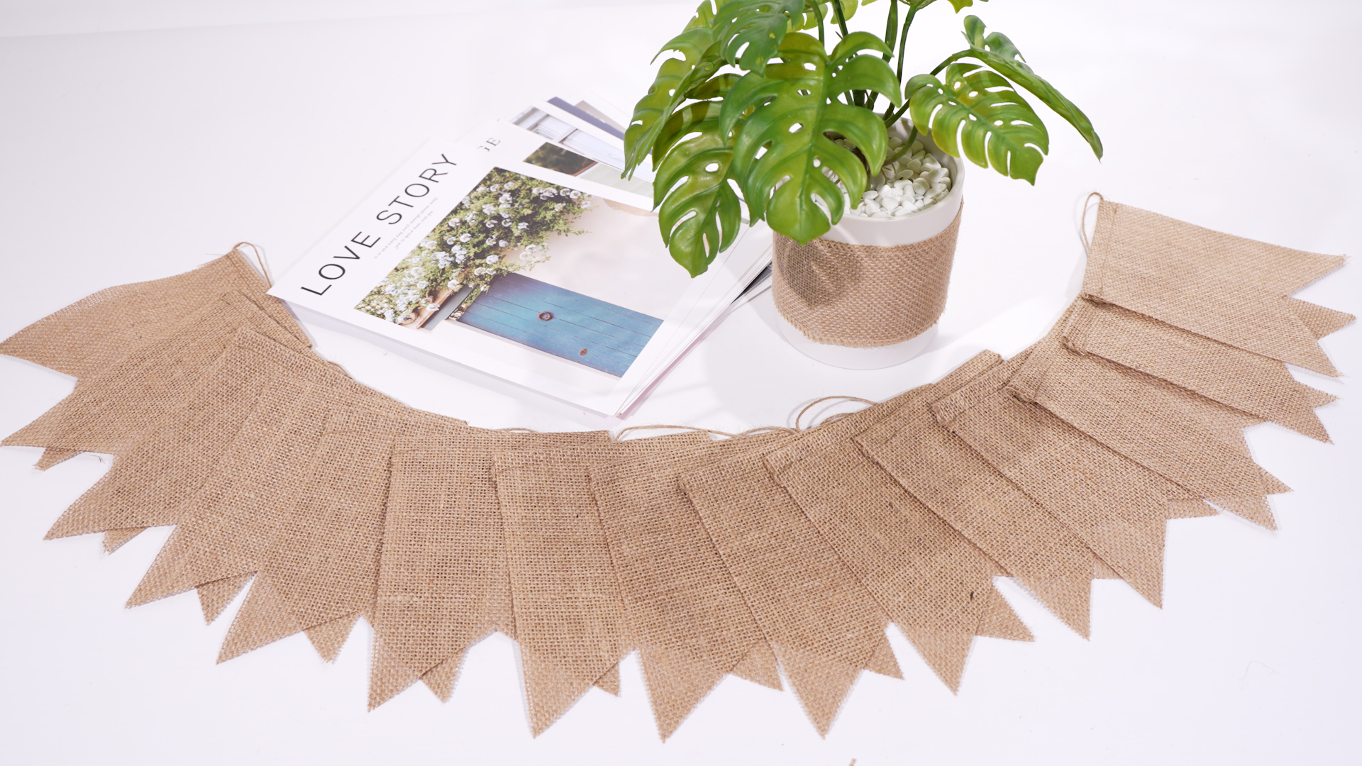 Ghirlanda Di Bandierine In Iuta - 8 Metri, 24 Pezzi, Decorazione Per Feste E Matrimoni - Foto 6