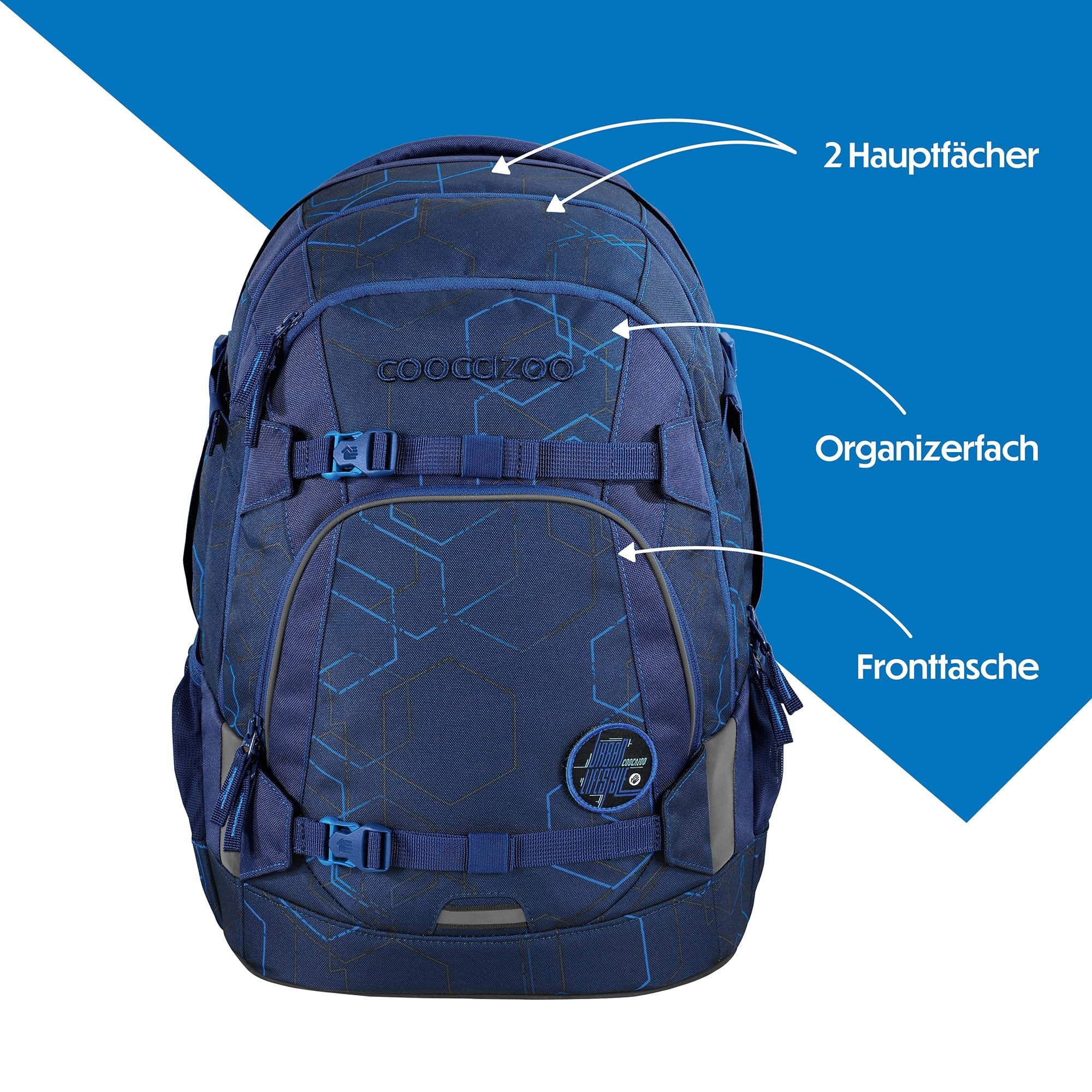coocazoo Schulrucksack Mate, ergonomischer & anpassbarer Tornister, höhen- & größenverstellbar, mit Brustgurt & Hüftgurt, leicht & individuell, ab der 3. Klasse