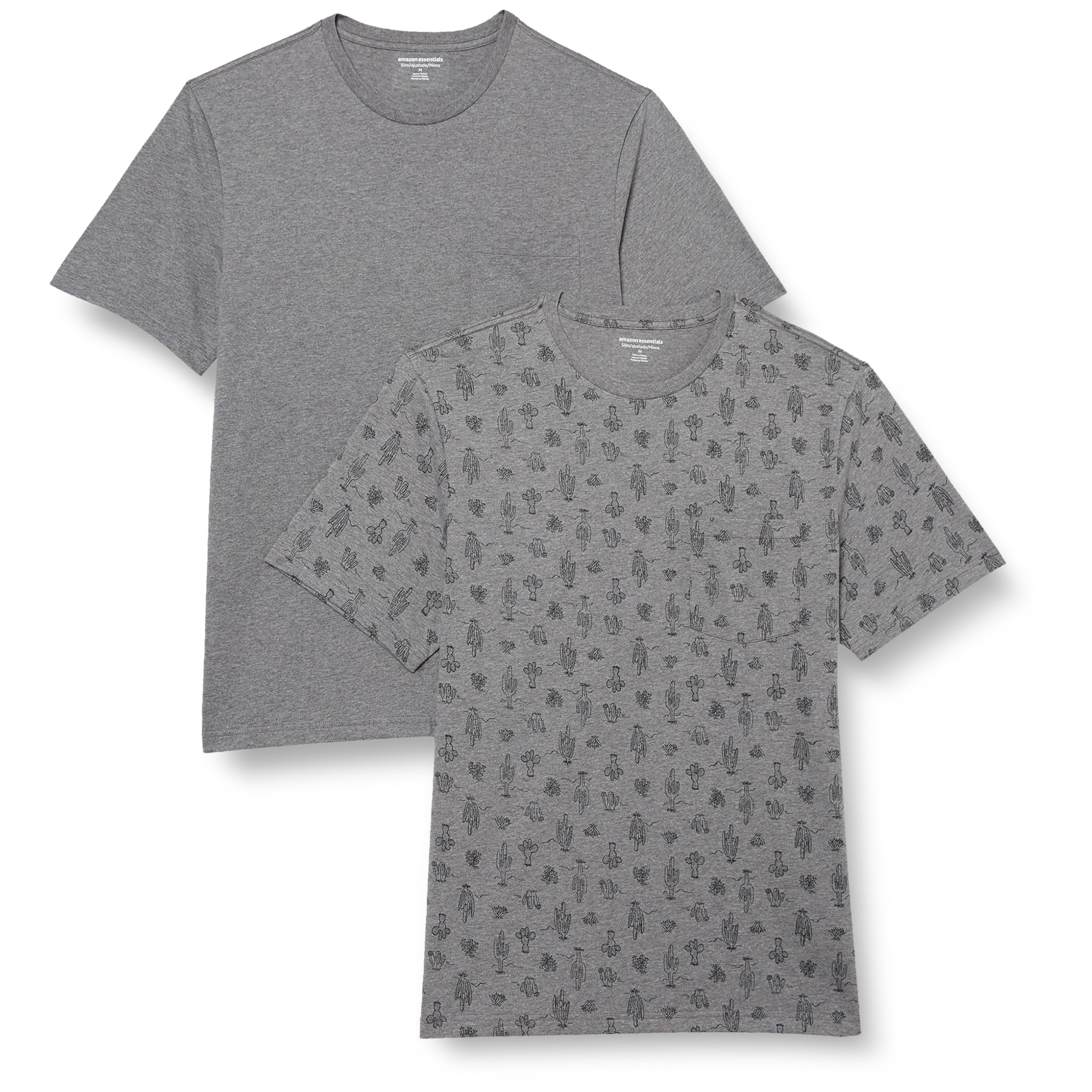 Amazon Essentials Mens T-Shirt Slim-Fit Short-Sleeve Crewneck Pocket