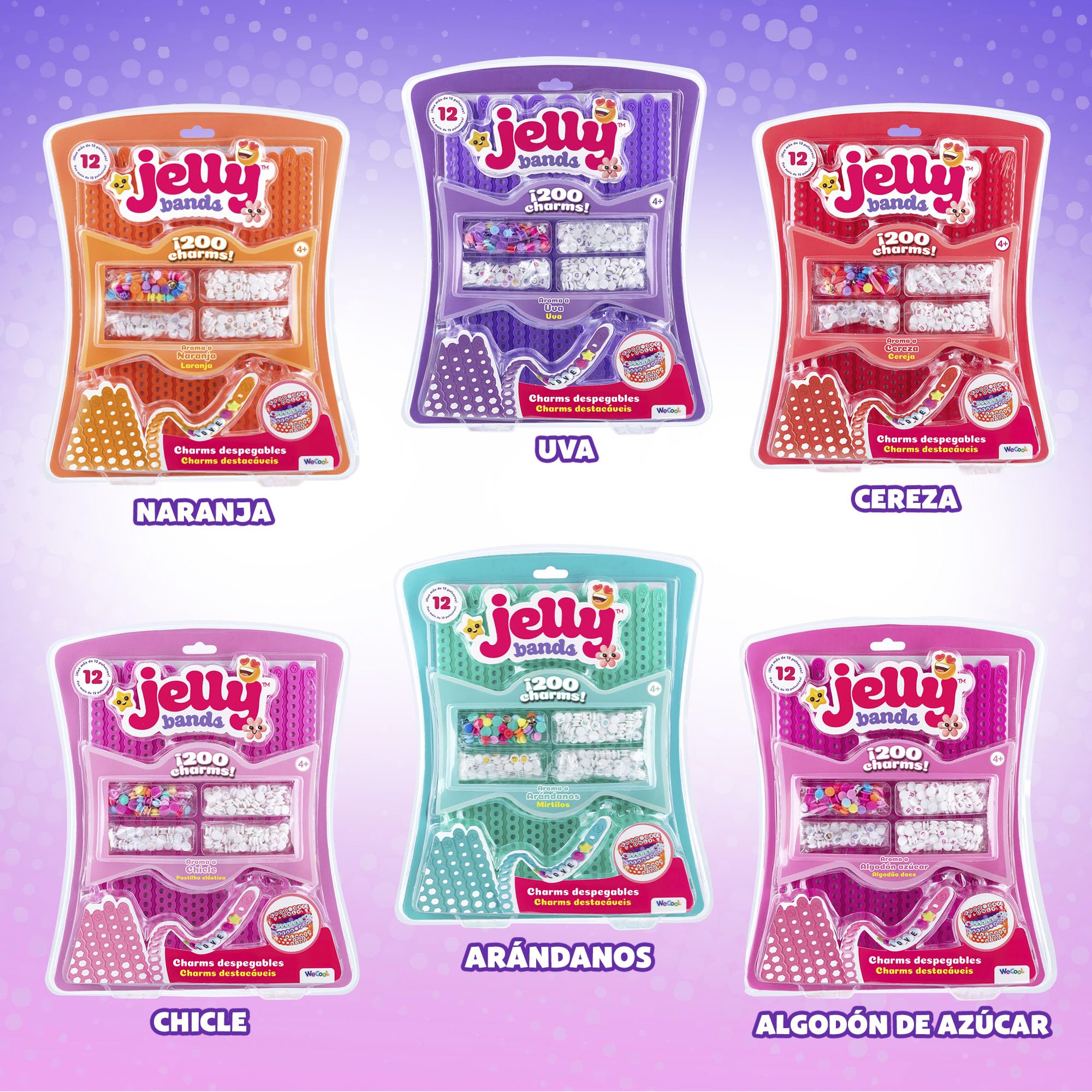 Bizak Jelly Bands Uva, pack de pulseras perfumadas para crear y personalizar, incluye abalorios y charms 3D, aroma dulce y color morado, desde 4 años (63335564-2) — view 5