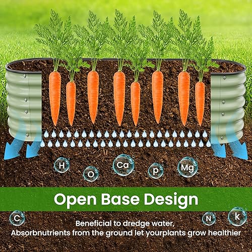 Miniatura 6 de Maceta elevada galvanizada de 8 x 2 x 1.4 pies, resistente y fácil de montar, macetas elevadas ovaladas al aire libre para verduras, jardinería,