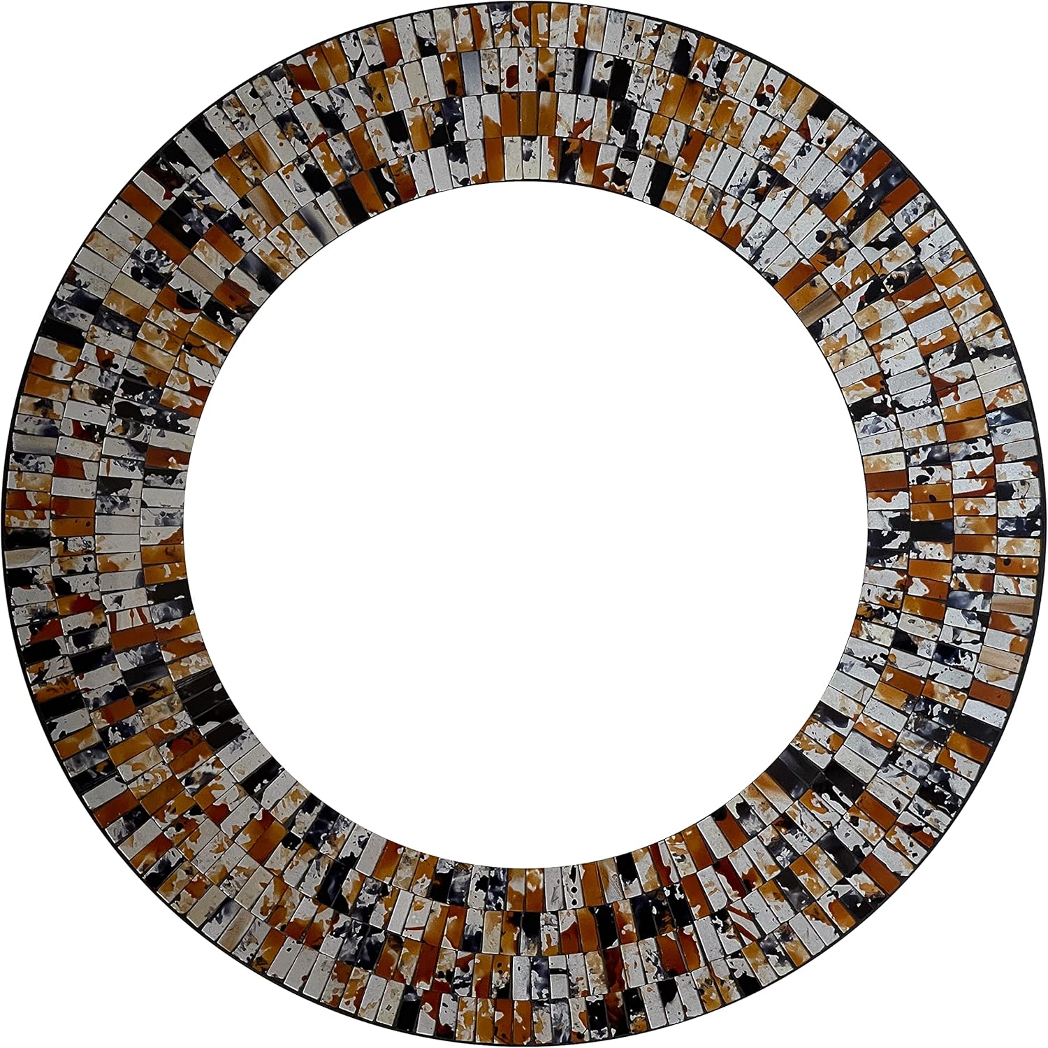 Zorigs Handcrafted Mosaic Apricot Glass Round Wall Mirror - 24" Frame, 15" Mirror for Bedroom, Bathroom, Living Room Decor