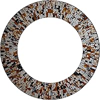 Zorigs Handcrafted Mosaic Apricot Glass Round Wall Mirror - 24" Frame, 15" Mirror for Bedroom, Bathroom, Living Room Decor