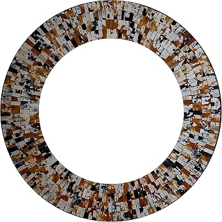 Zorigs Handcrafted Mosaic Apricot Glass Round Wall Mirror - 24" Frame, 15" Mirror for Bedroom, Bathroom, Living Room Decor