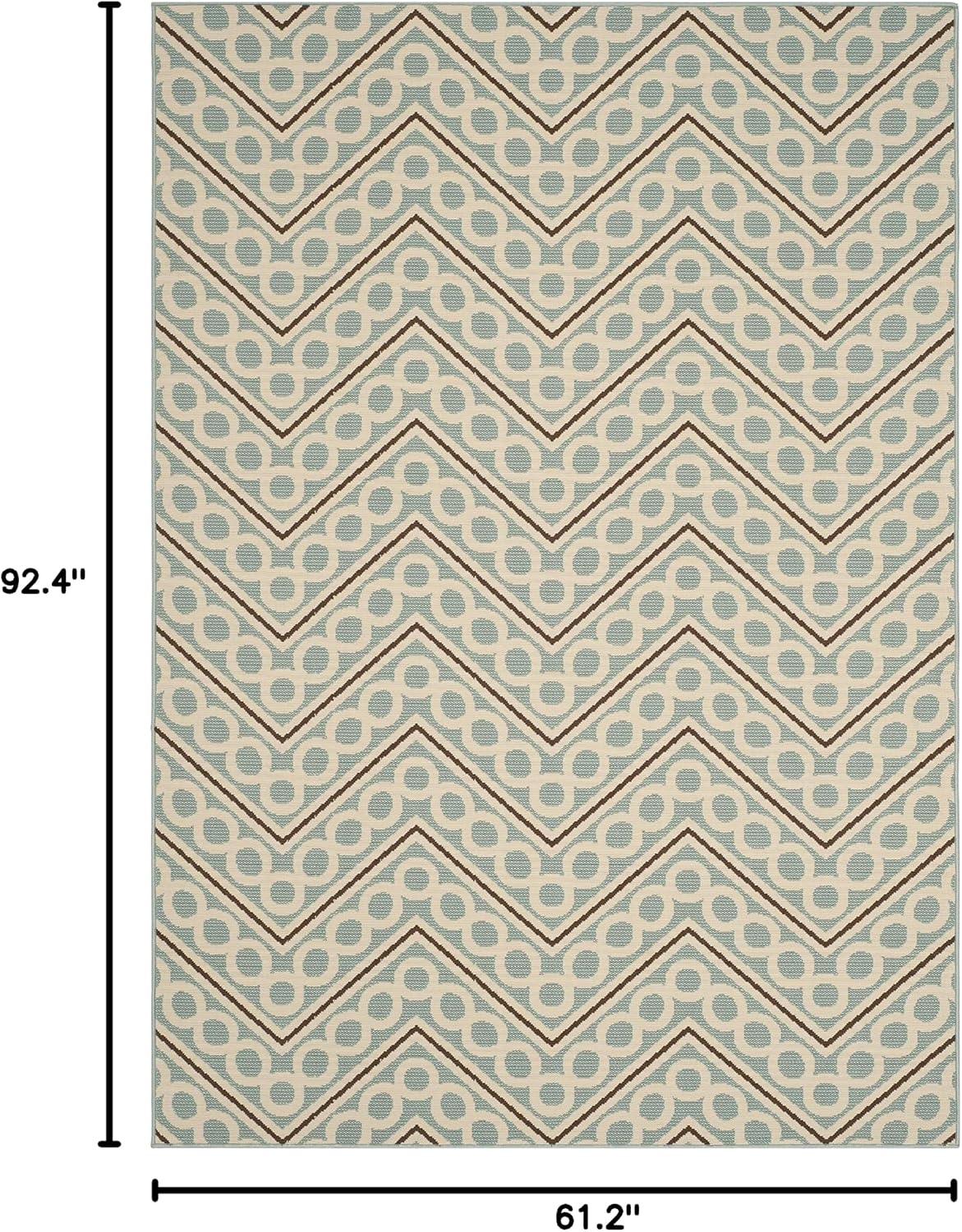 SAFAVIEH Washable Rug Outdoor Hampton Collection - 5'1" x 7'7", Light Blue & Ivory, Non-Shedding & Easy to Clean, Ideal for Patio, Backyard, Mudroom (HAM513AL)