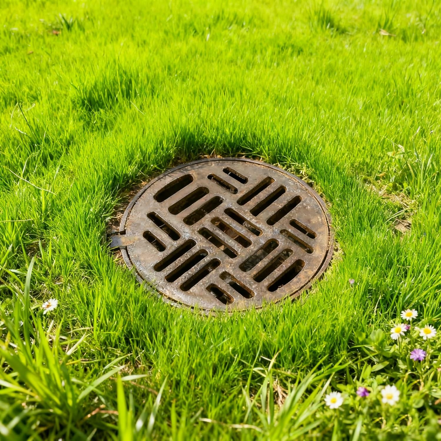 Drain Cover Cast Iron Round Grate, Trench Drain Replacement for Garden and Floor, Durable Plug-in Design