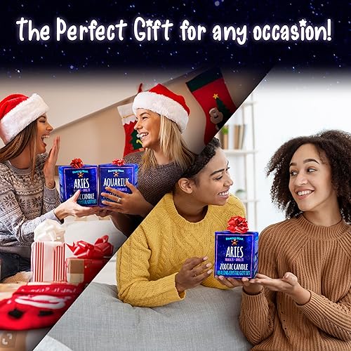 Miniatura 6 de DANCING BEAR Juego de caja de regalo de velas del zodiaco Aries con 3 cristales curativos y collar con soporte de piedra, 100% cera perfumada de