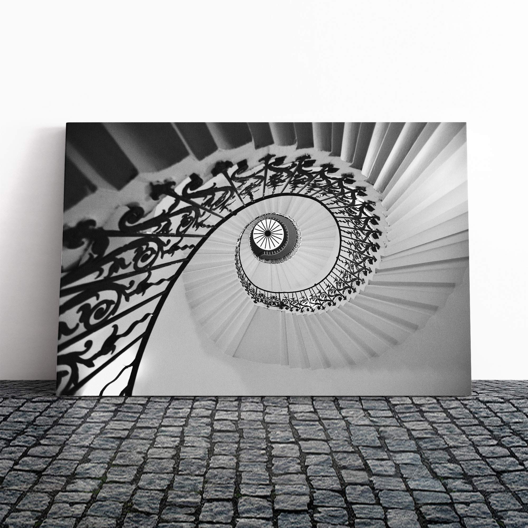 Architecture Spiral Staircase (1) Canvas Print | Gallery Wrapped 30mm Frame Wall Art | 24x16 inches | Ready to Hang | Modern Cityscape Picture | Living Room Bedroom Lounge Office