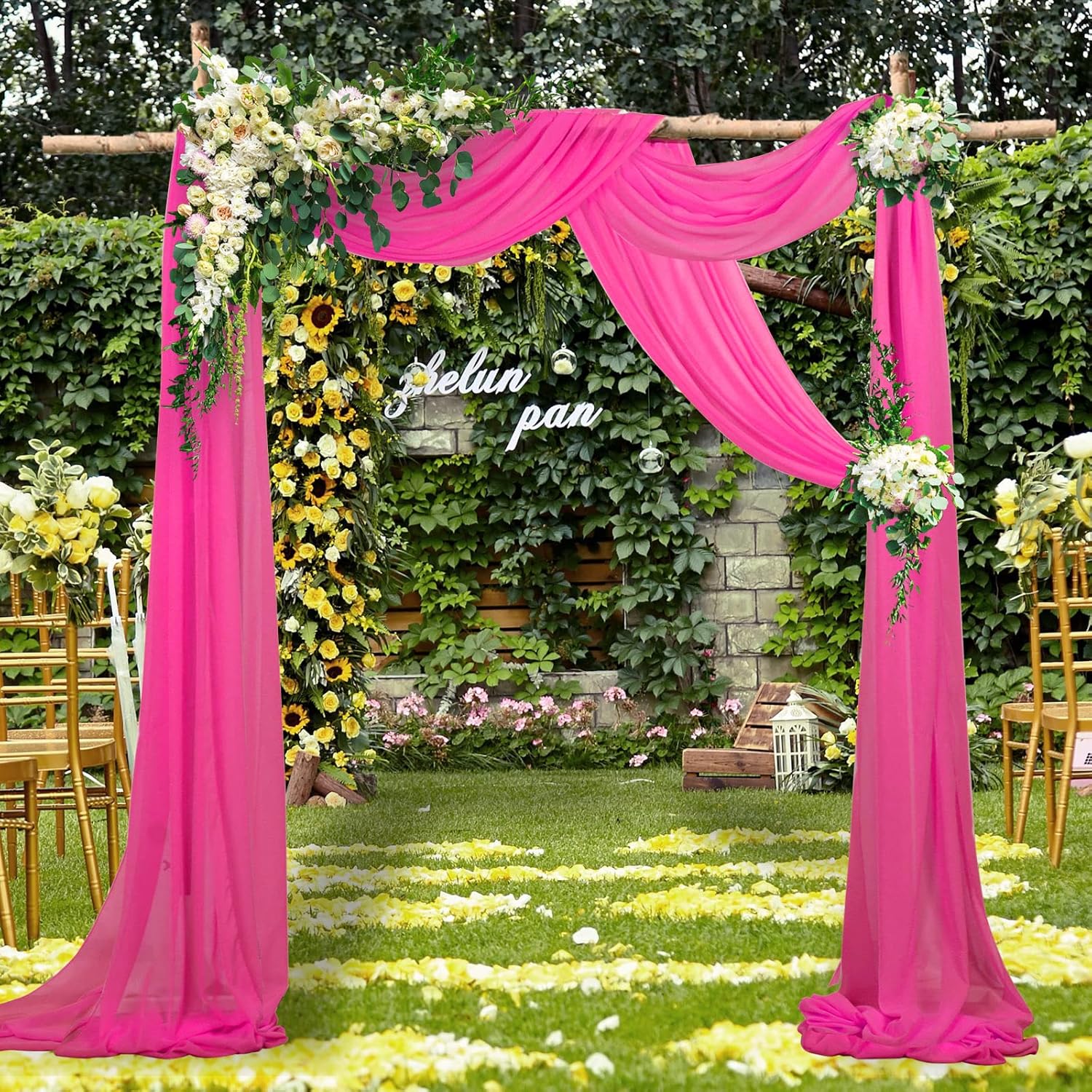 Wedding Arch Draping Fabric 18ft Fuchsia Chiffon Fabric